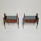 Ico Parisi Style Bedside Tables or Nightstands, Italy 1950's