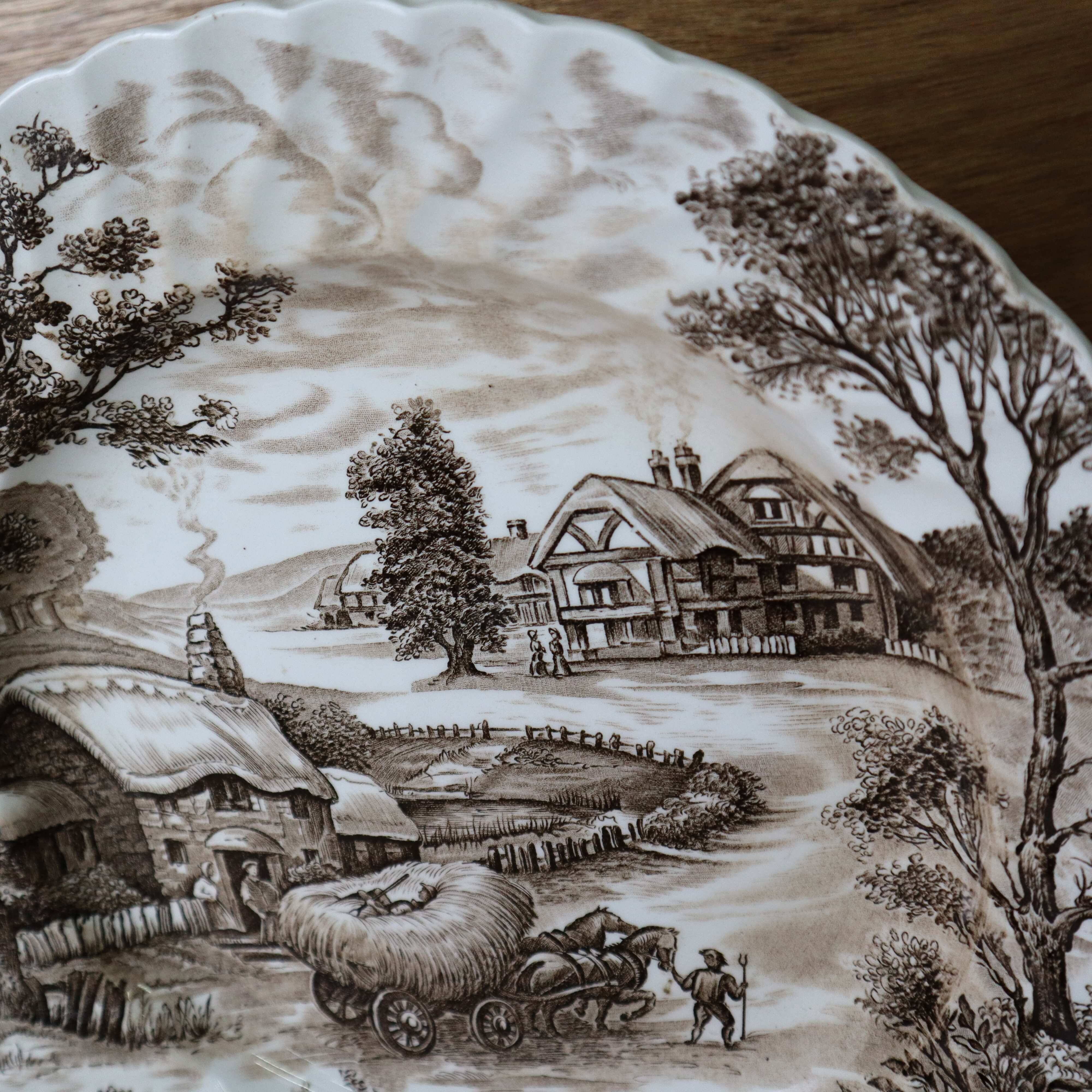 Vintage English Staffordshire 'HAYRIDE' Round Dish