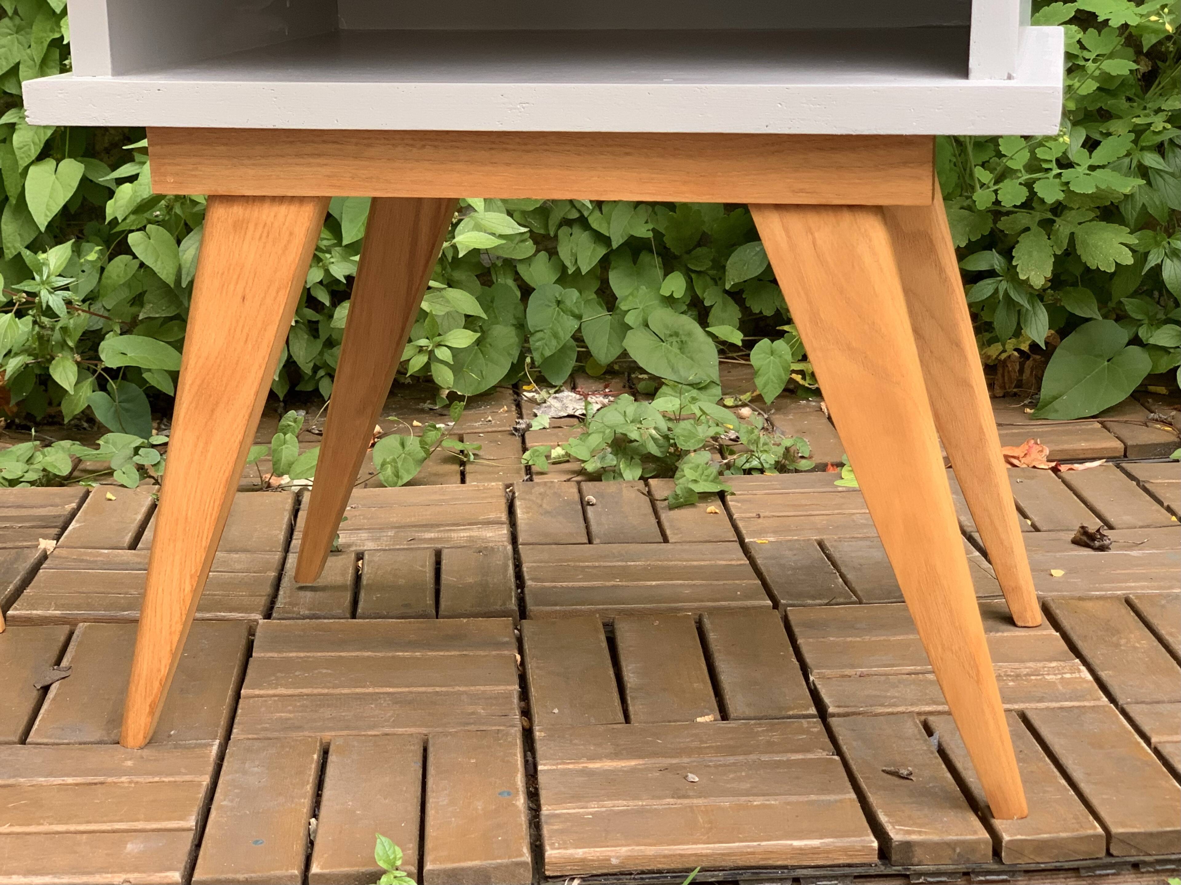 Pair of vintage 1950s compass foot bedside tables