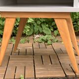 Pair of vintage 1950s compass foot bedside tables