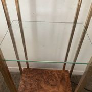Belgochrom OR 23K side table and elm magnifying glass from the 1970s.