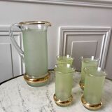 Green granita set consisting of a pitcher and 4 glasses in orangeade 50s