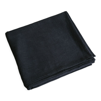 Caviar blue washed linen tablecloth