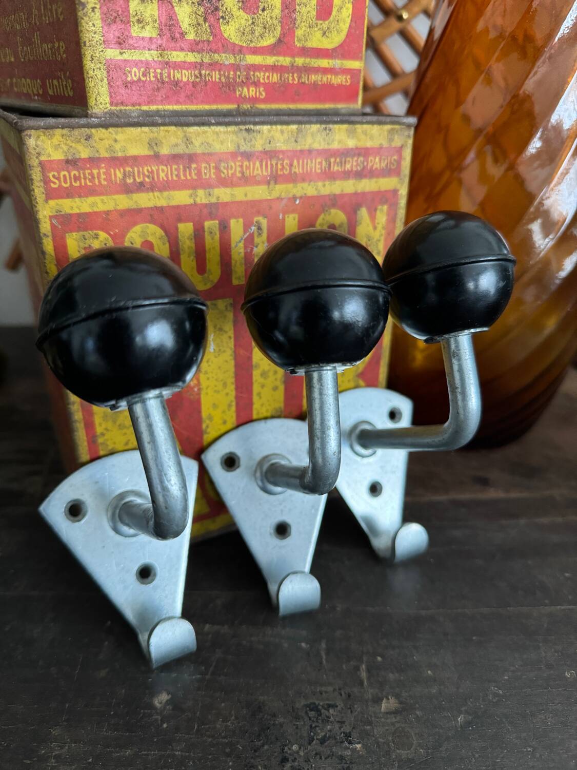 Old Bakelite ball wall hooks