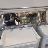 Aluminum wall coat rack with pivoting mirror from the 60s