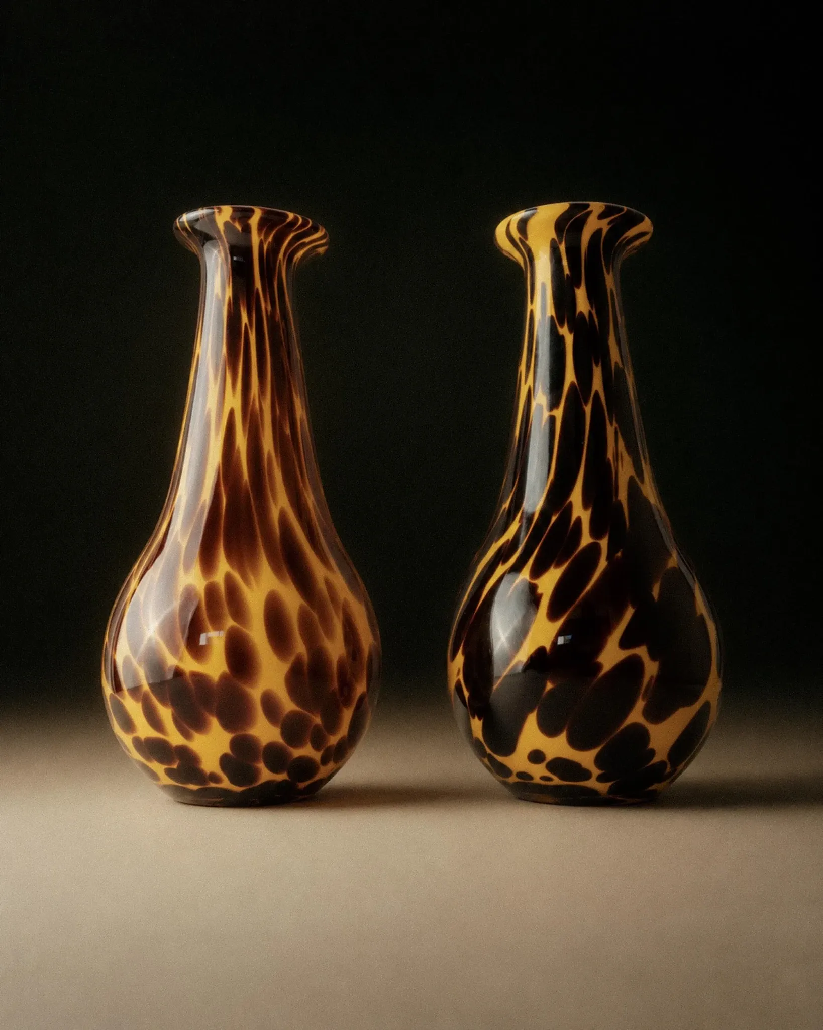 Vintage Murano glass vase from the 1990s, yellow art glass with black spots, postmodern Italian design.