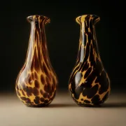 Vintage Murano glass vase from the 1990s, yellow art glass with black spots, postmodern Italian design.