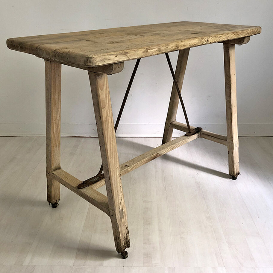 Old raw wood workbench