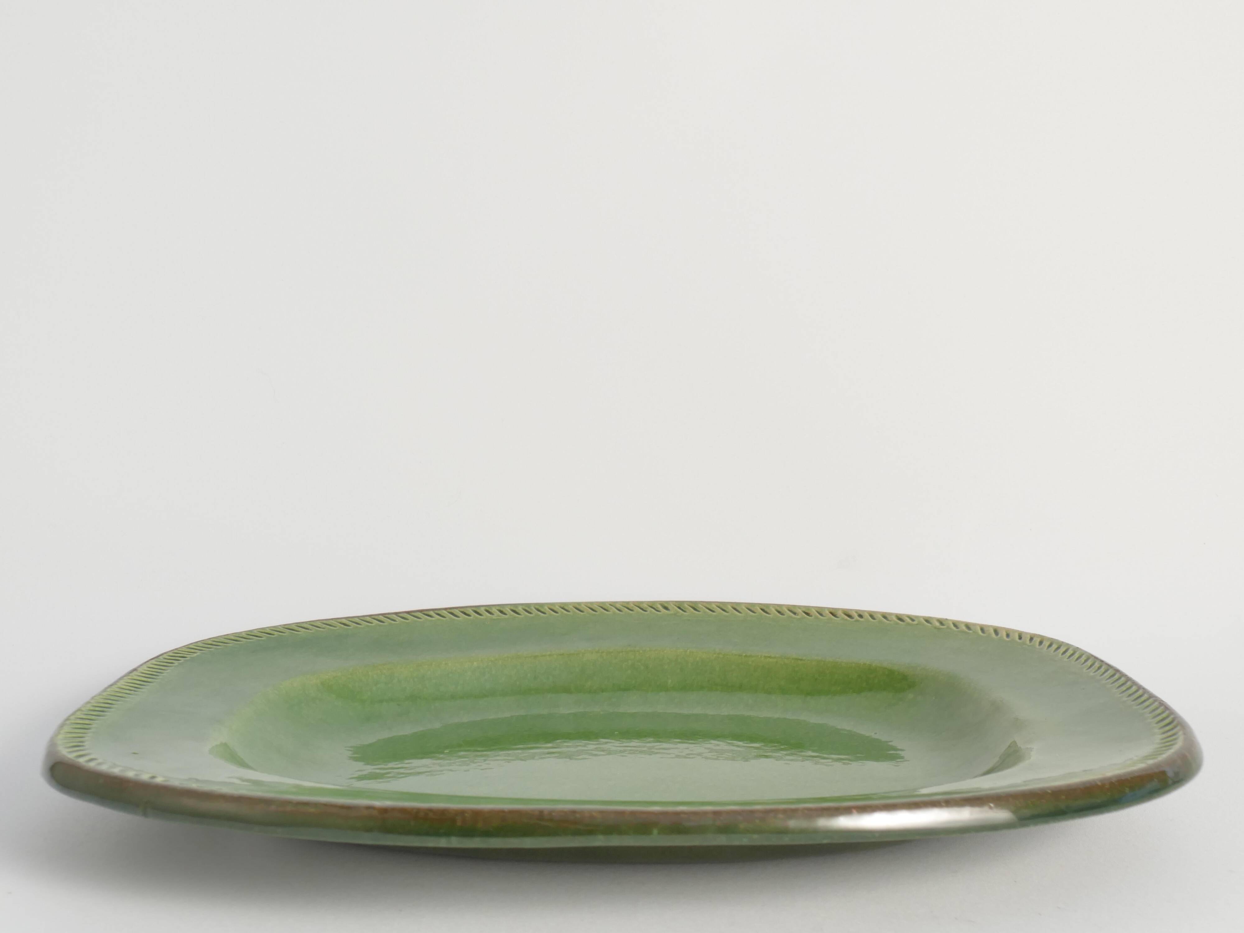 Emerald Green Stoneware Dish by Andersson & Johansson, Höganäs, Sweden