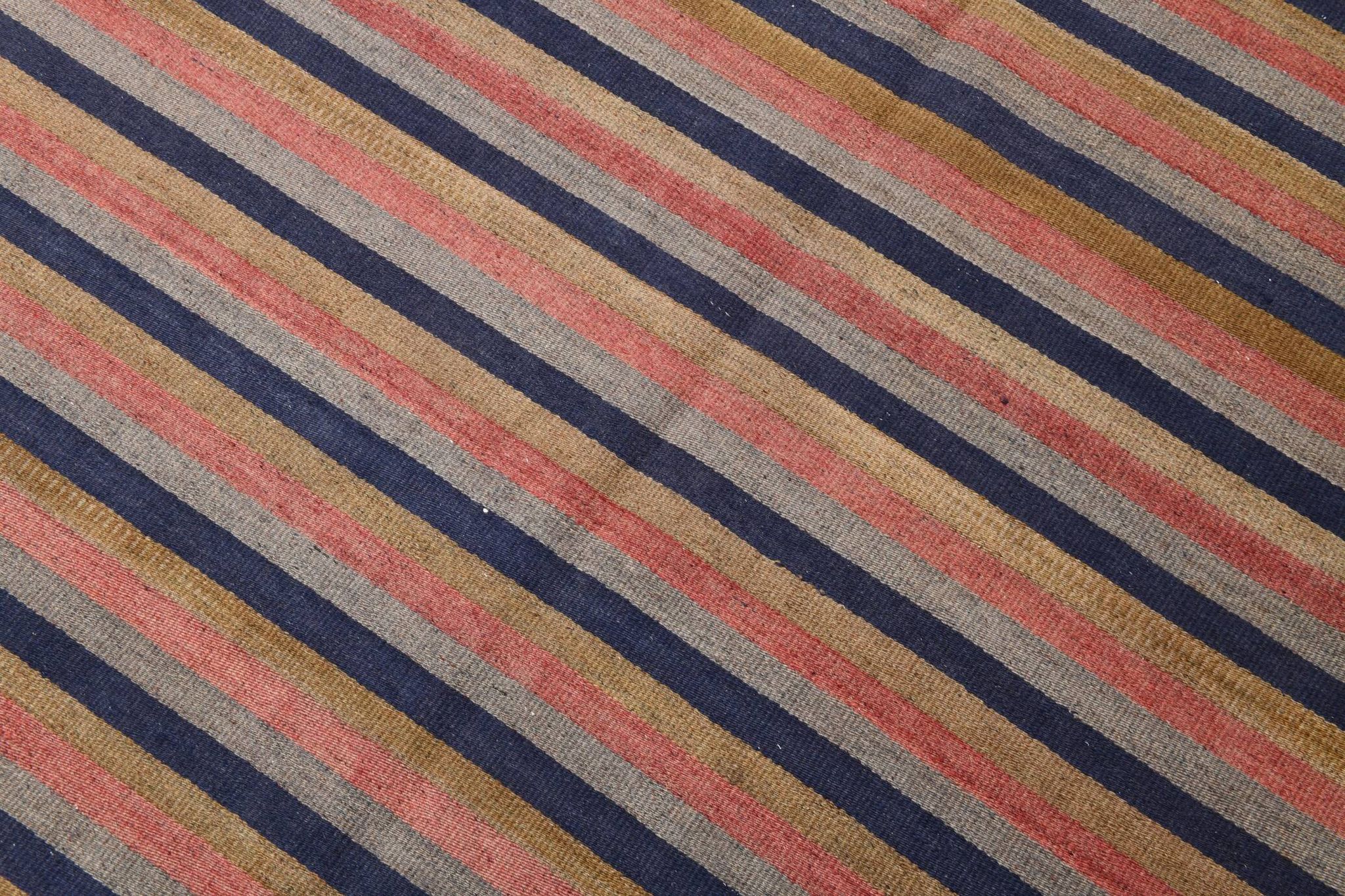 5x7 Faded Blue & Red Vintage Kilim Rug, Antique Home Decor 147x217Cm
