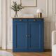 Vintage deep blue Parisian sideboard & natural wood top