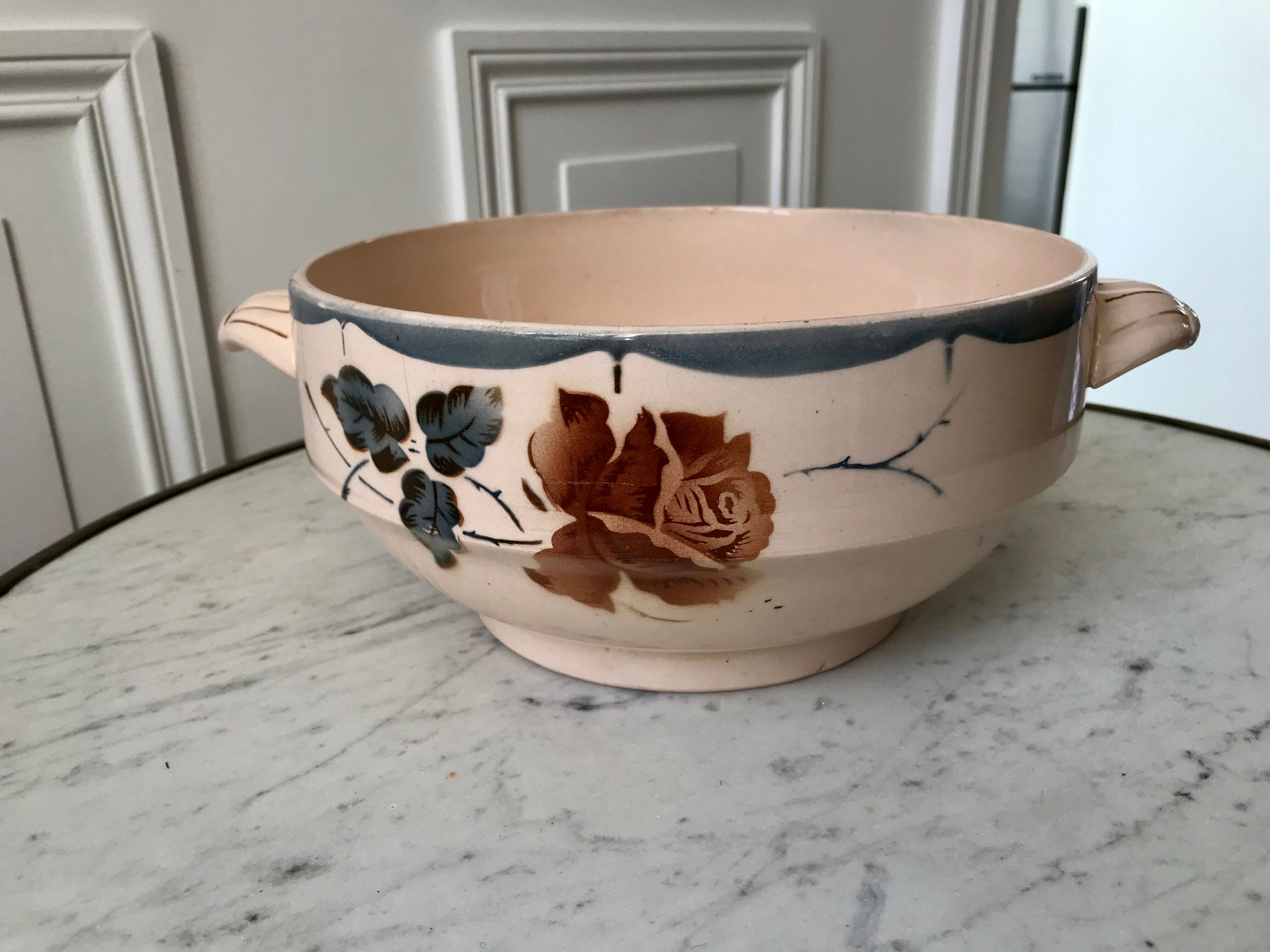 Eared salad bowl digoin sarrreguemines 30s-40s