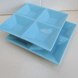 Two square ceramic plates, with 4 compartments