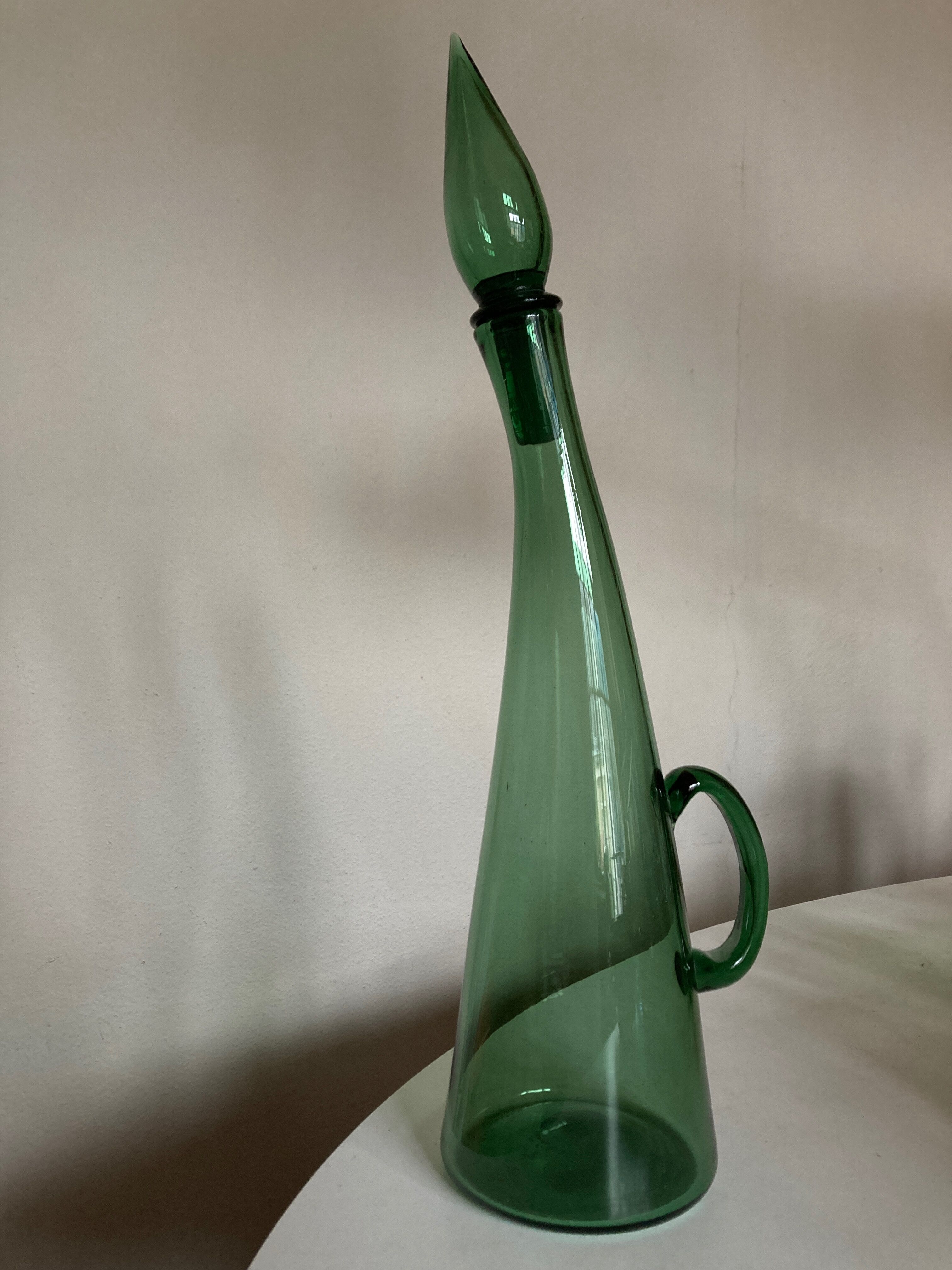 Carafe XXL in Empoli glass Italian work 1960
