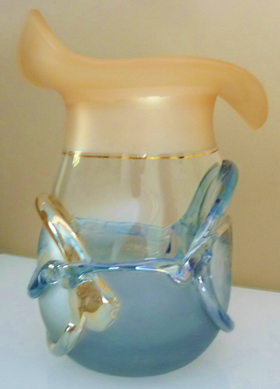 Large designer vase, signed Jon Art, modernist, abstract decorations
