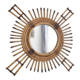 Miroir soleil en rotin vintage