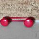 Old vintage wall coat rack 2 round metal hooks lacquered red new