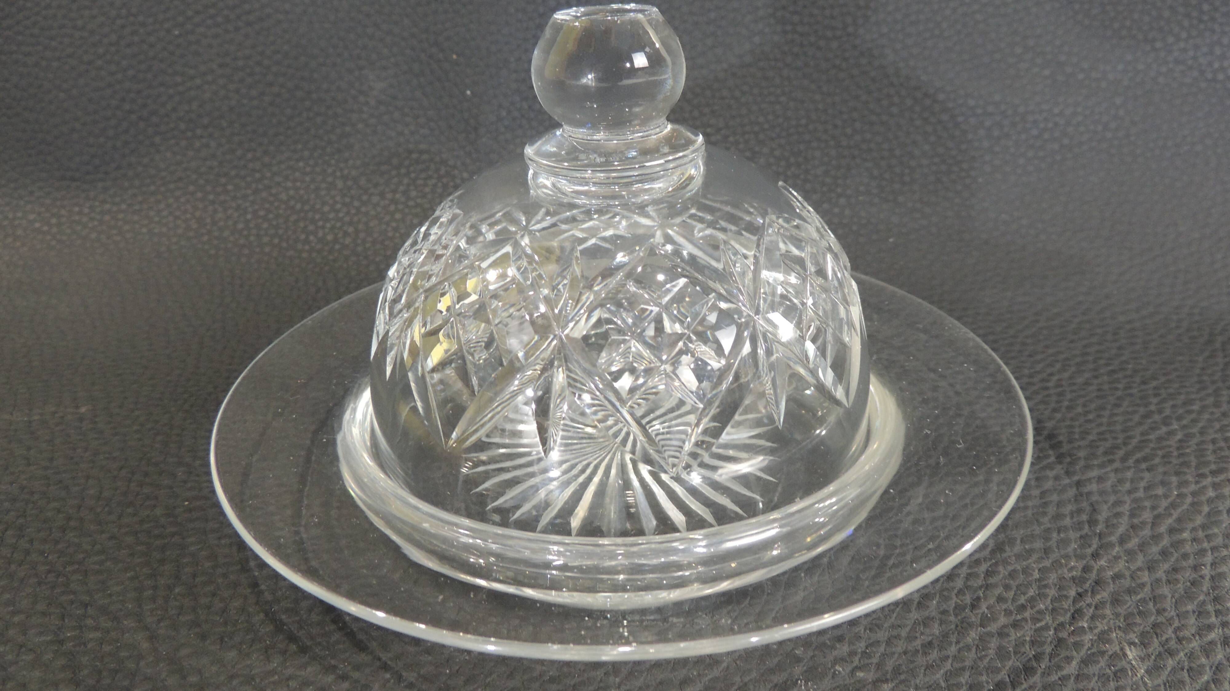 Webb Corbett crystal butter dish / vintage