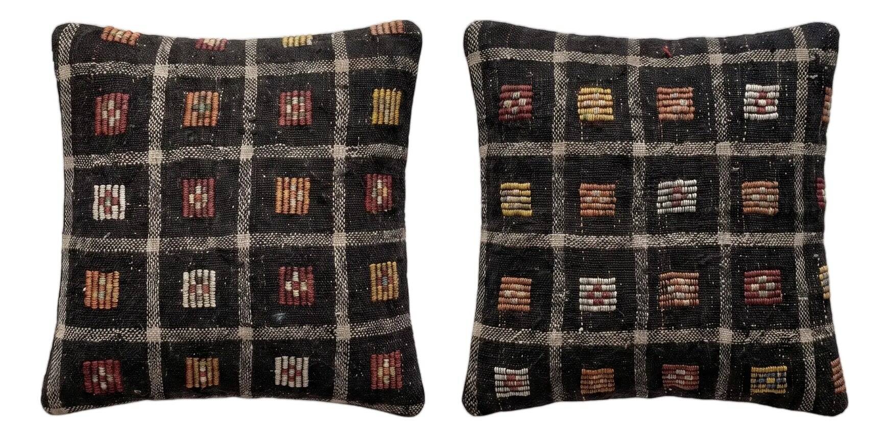 Set of 2 vintage kilim cushion covers 48x48 cm