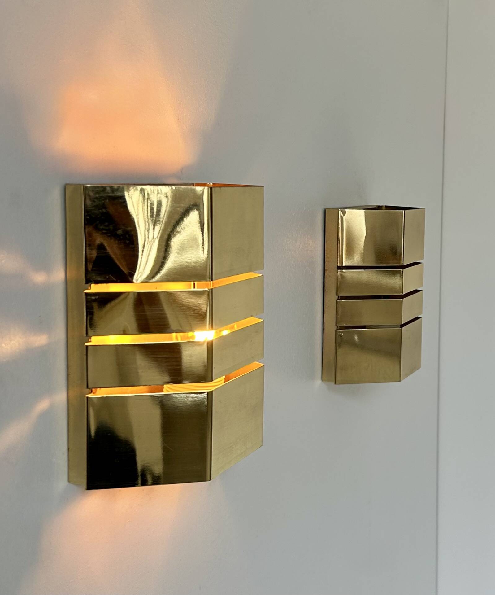 Pair of vintage brass wall lights, France 1970s