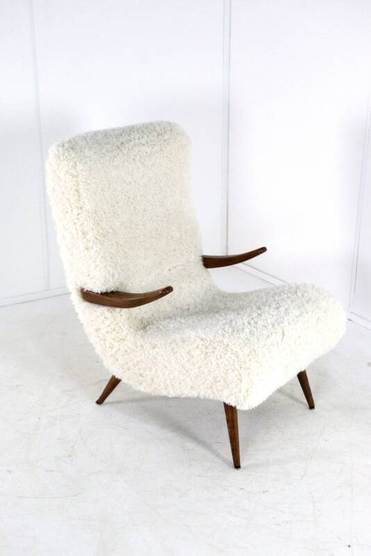 Fauteuil Cuddle designer mid-century moderne - pièce unique - tissu doodle
