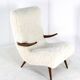 Fauteuil Cuddle designer mid-century moderne - pièce unique - tissu doodle
