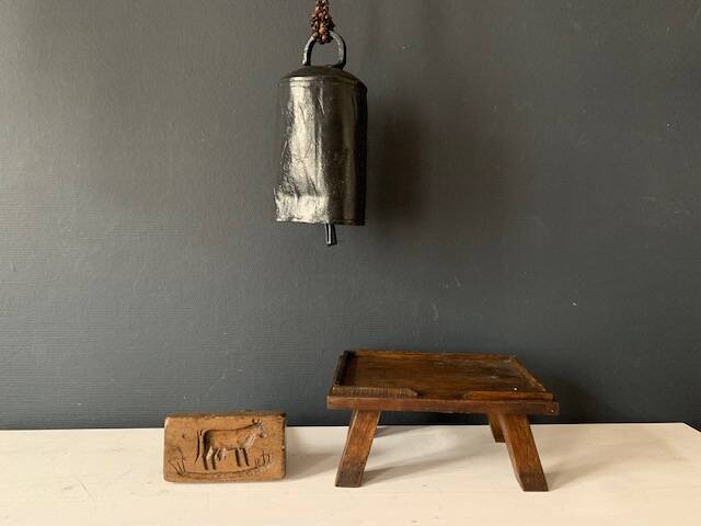 Old carved wooden butter stamp, cow, 19th century