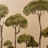 Signed watercolor painting “Lubéron pine forest”