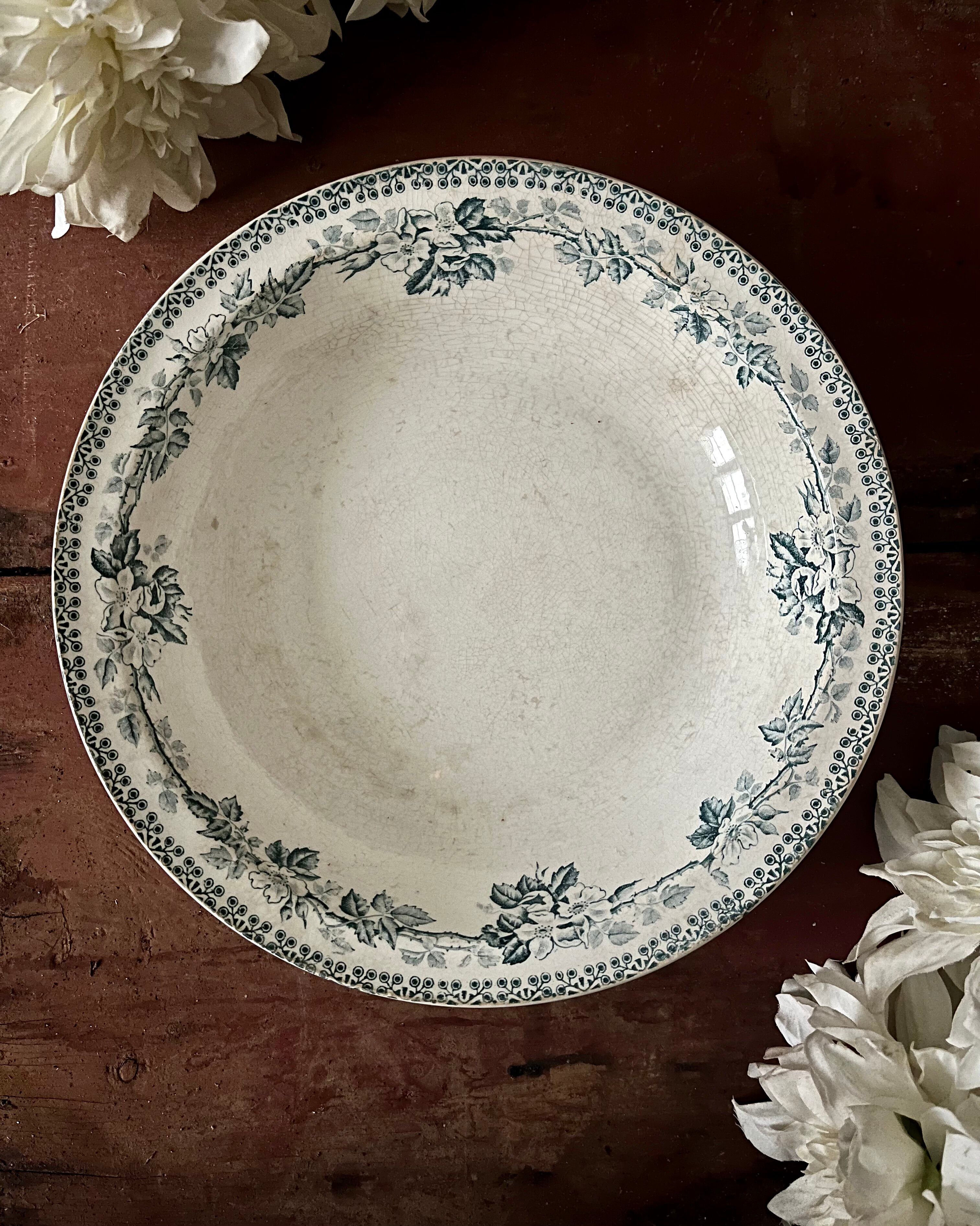 Shallow round plate from Saint Amand ironstone.
