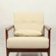 Vintage dark wood beige bouclé armchair by Z.Baczyk 1965