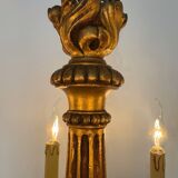 60s carved wood candle chandelier