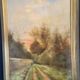 Late 19th century trumeau fireplace mirror painting signed Carlier country path