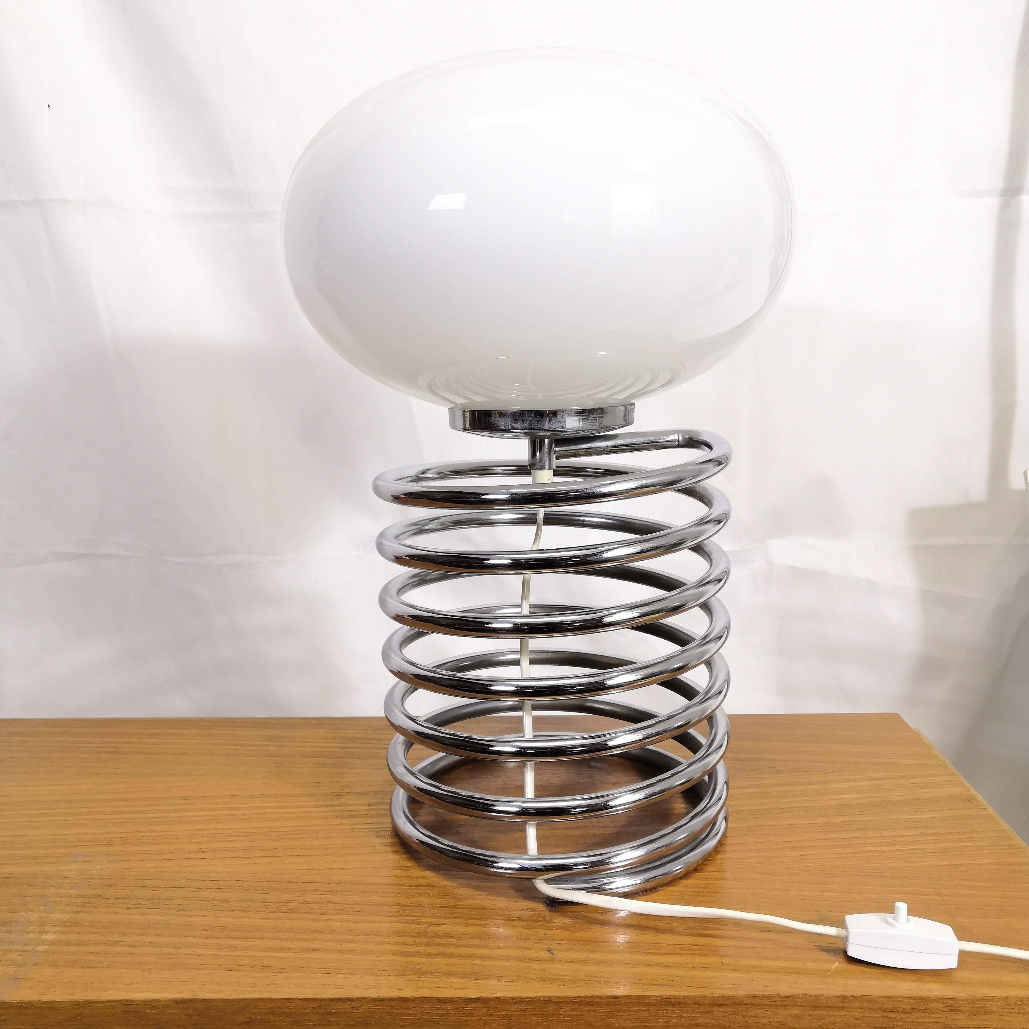Lampe De Table LED Spirale En Métal Argenté - Hauteur 40cm - Blanc Chaud - 4W - Marque Formano
