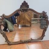 Miroir style Louis XV en chêne patiné doré 79×70cm