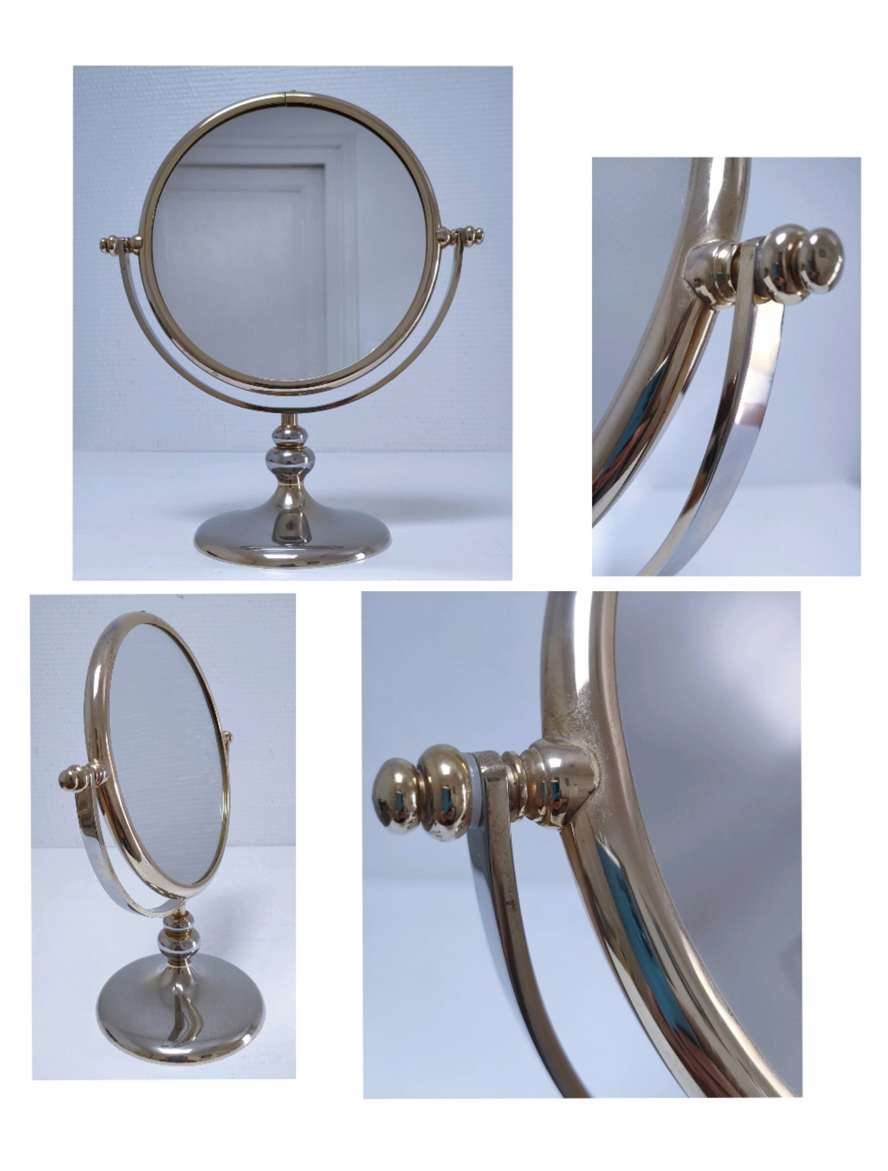 Miroir deux faces métal deux patines vintage