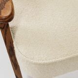 Vintage Lounge Chair Oak Wood and Bouclè Fabric Scandinavian Design