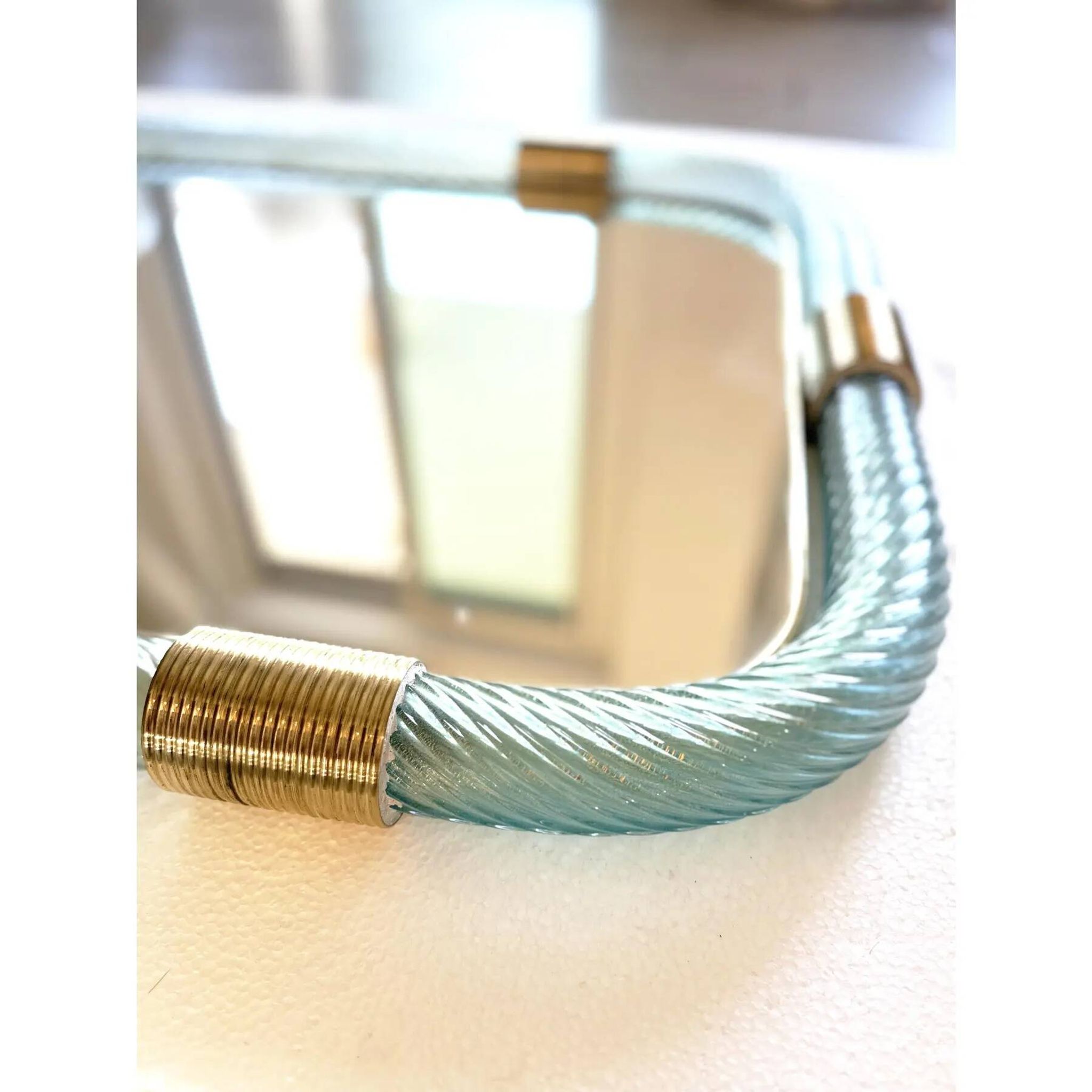 Luxury Azzure "Torchon- Torciglione" Murano Glass Wall Mirror
