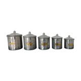 Series of 5 tin spice pots
