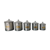 Série de 5 pots à épices fer blanc