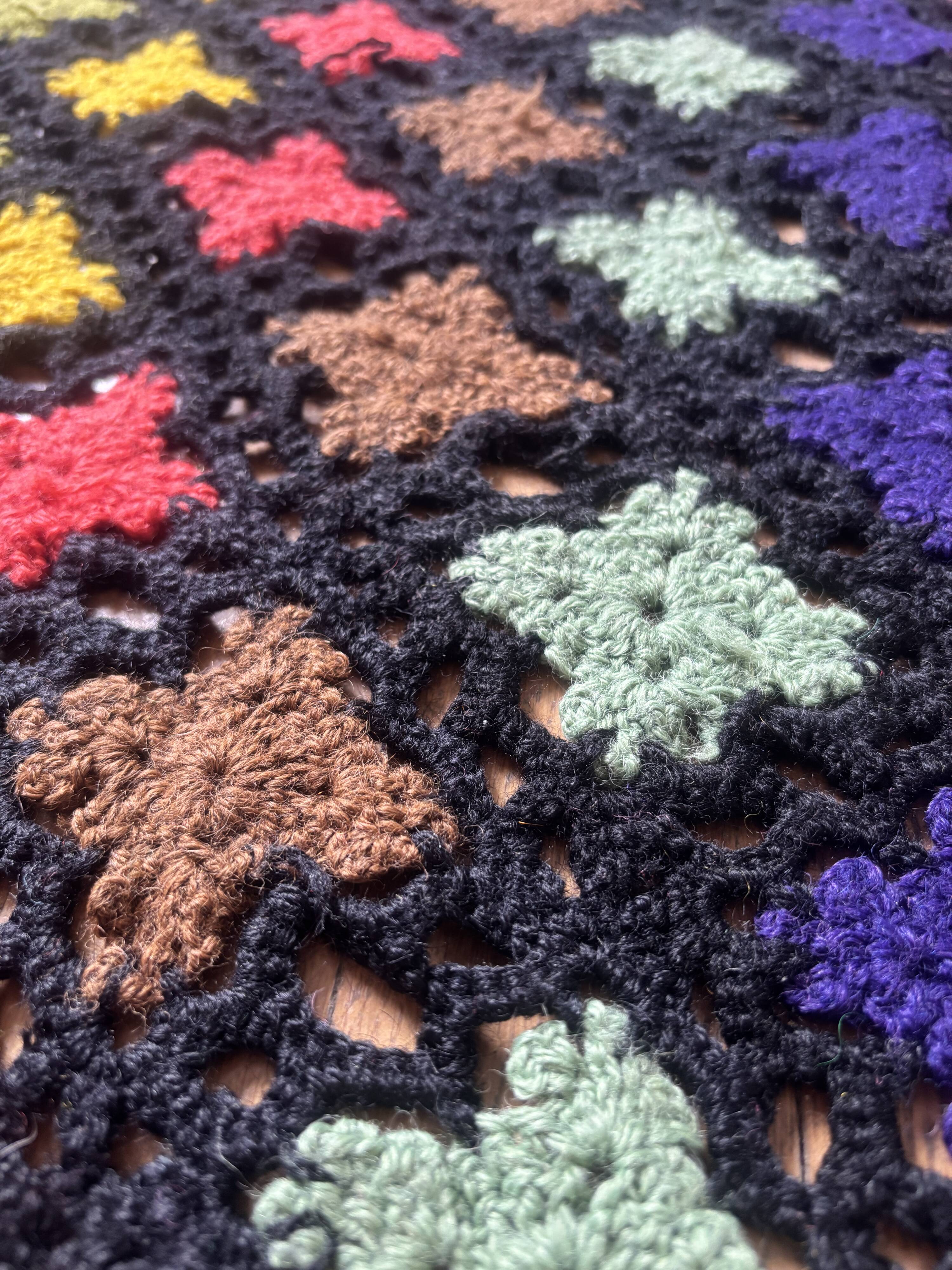 Multicoloured vintage crochet blanket