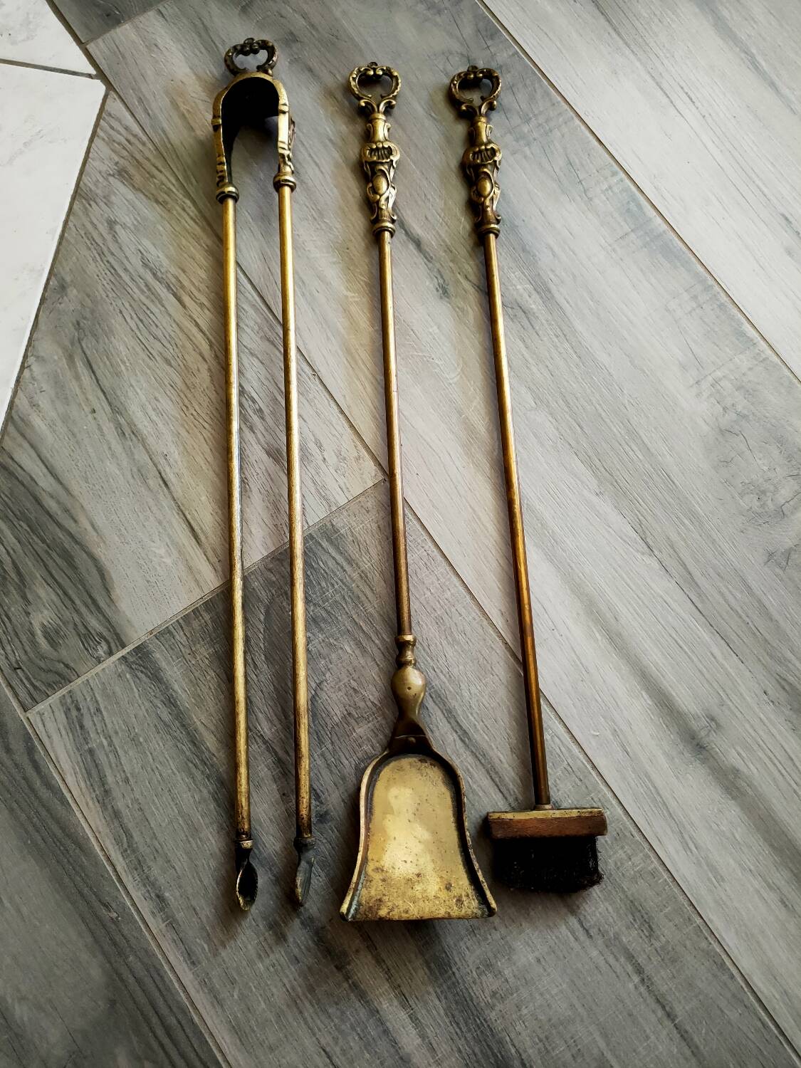 Brass fireplace set