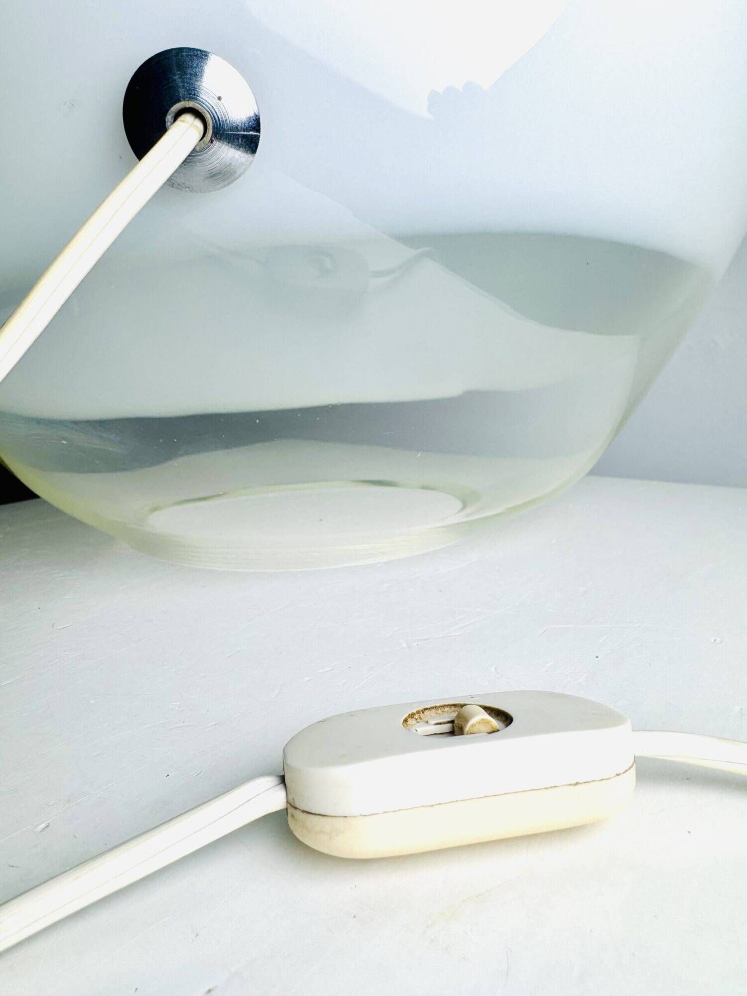 Large 'Nessa' Murano Glass Sphere Lamp In Opal White By Gino Vistosi For Vistosi, Italy 1970S