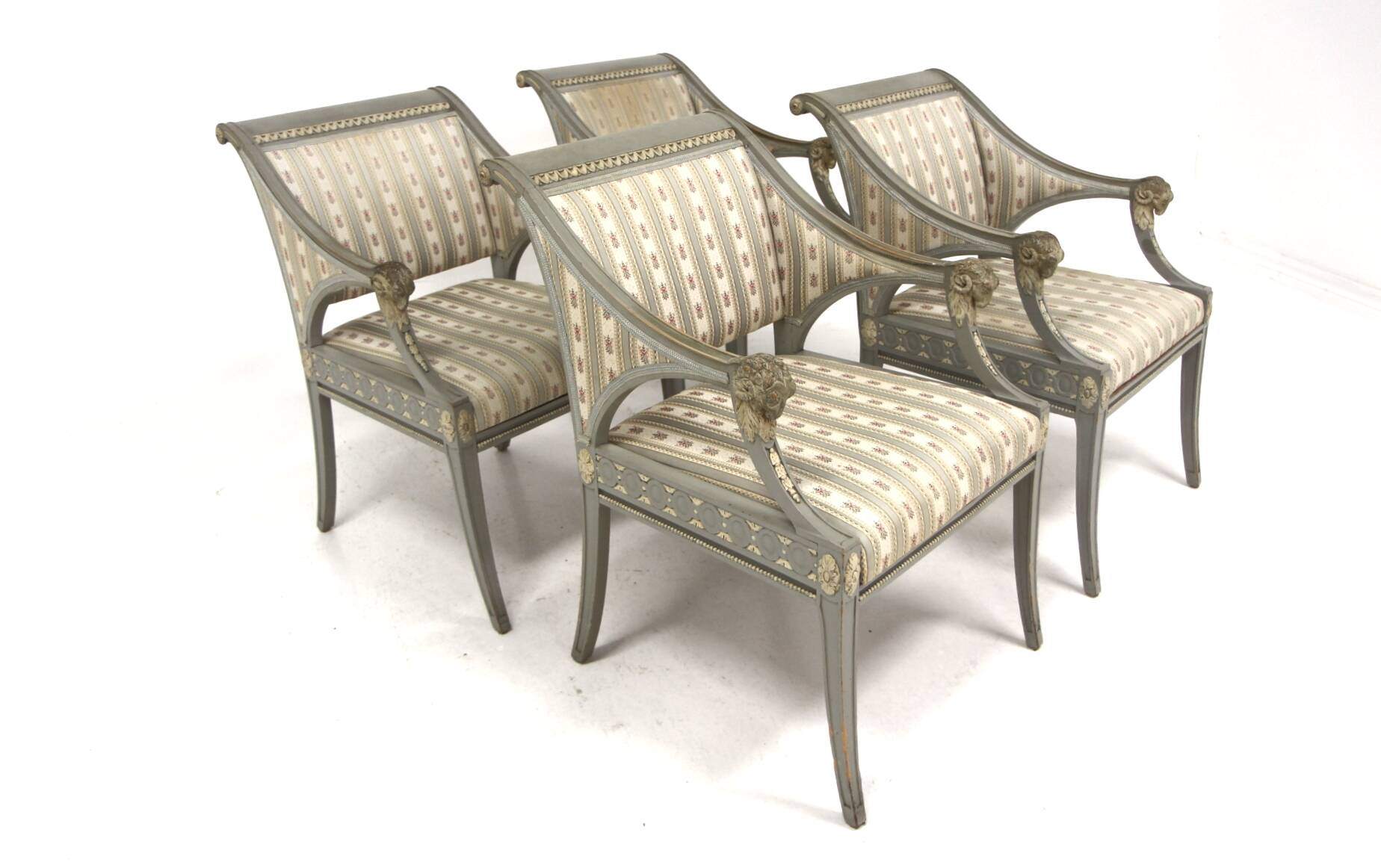 Set of 4 "Gustavian style" armchairs Lysberg & Hansen A/S, Bredgade, København, Denmark, 1920