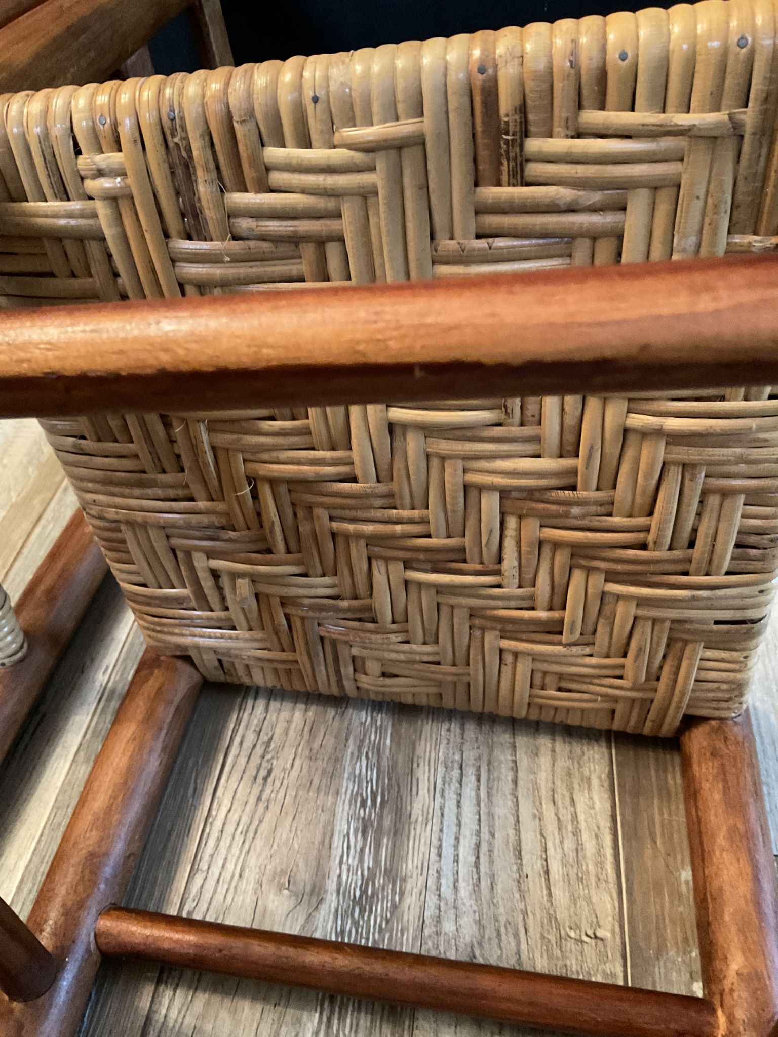 Pair of vintage children's chairs in wood and rattan