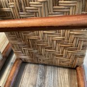 Pair of vintage children's chairs in wood and rattan
