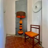 Ceramic floor lamp year 1960 two-tone lampshade