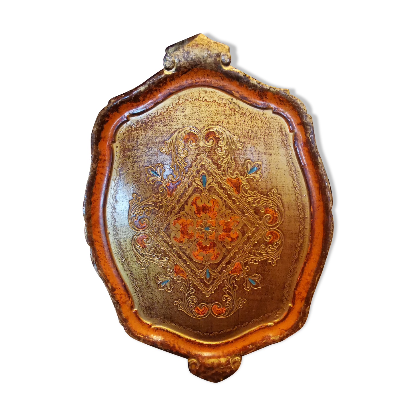 Hand-painted and gilded Florentine wood tray