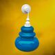 Turquoise glass and painted white wood pendant – 1970s