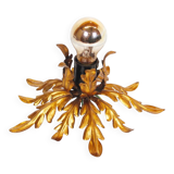 Small gilded floral flush mount light, Germany 1960s