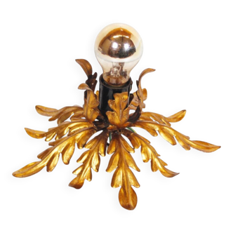 Small gilded floral flush mount light, Germany 1960s